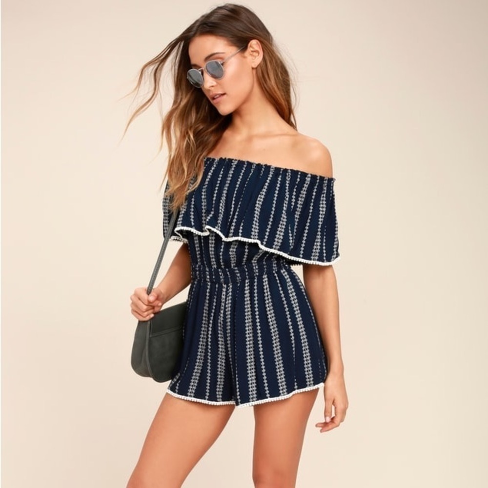Lulu’s “See You There” off -the-Shoulder Romper